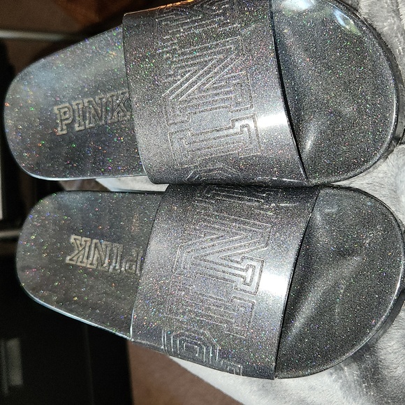 PINK Victoria’s Secret Logo Glitter Slides - Picture 1 of 9